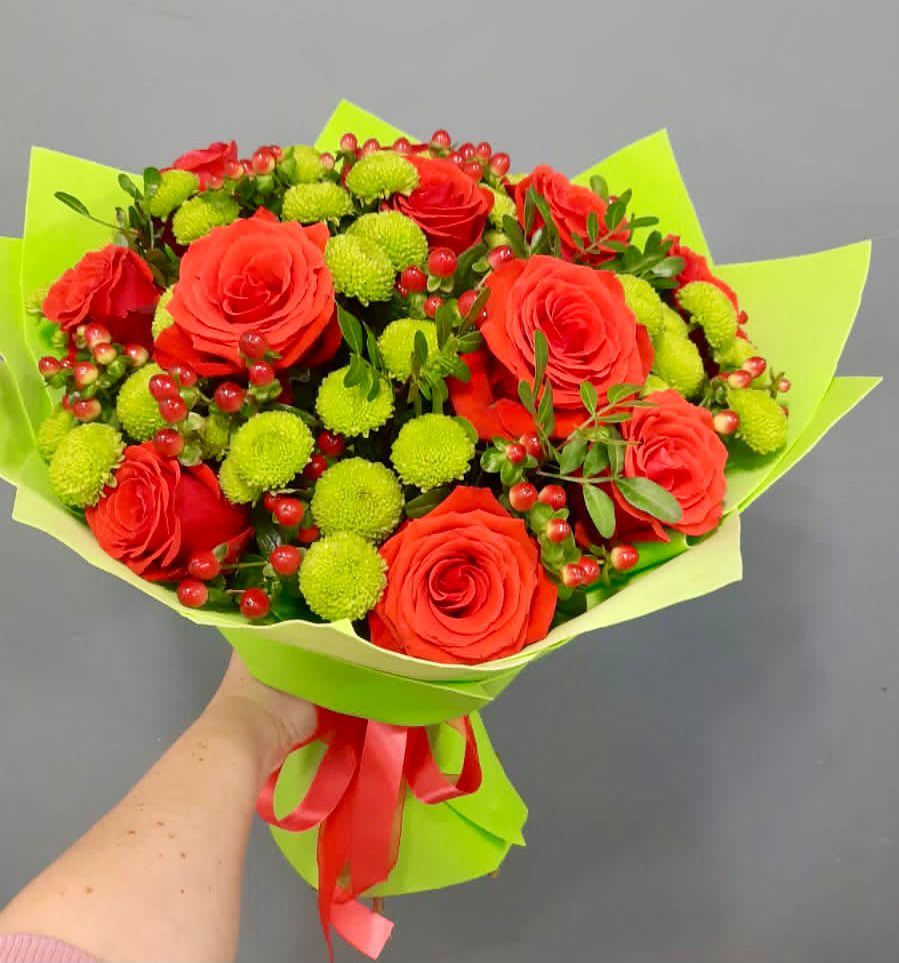 Букет цветов из: Хризантемы и Розы в городе Мыски