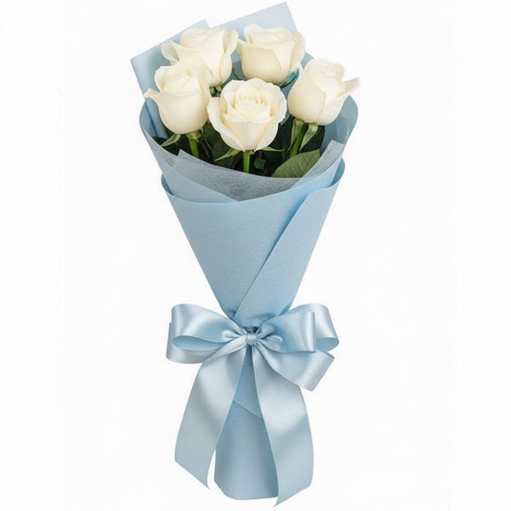 Букет 5 Белых роз Проуд в городе Мыски