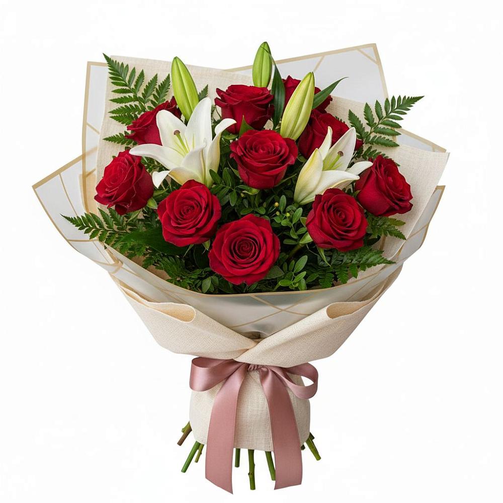 Букет цветов из: Лилии и Розы в городе Мыски