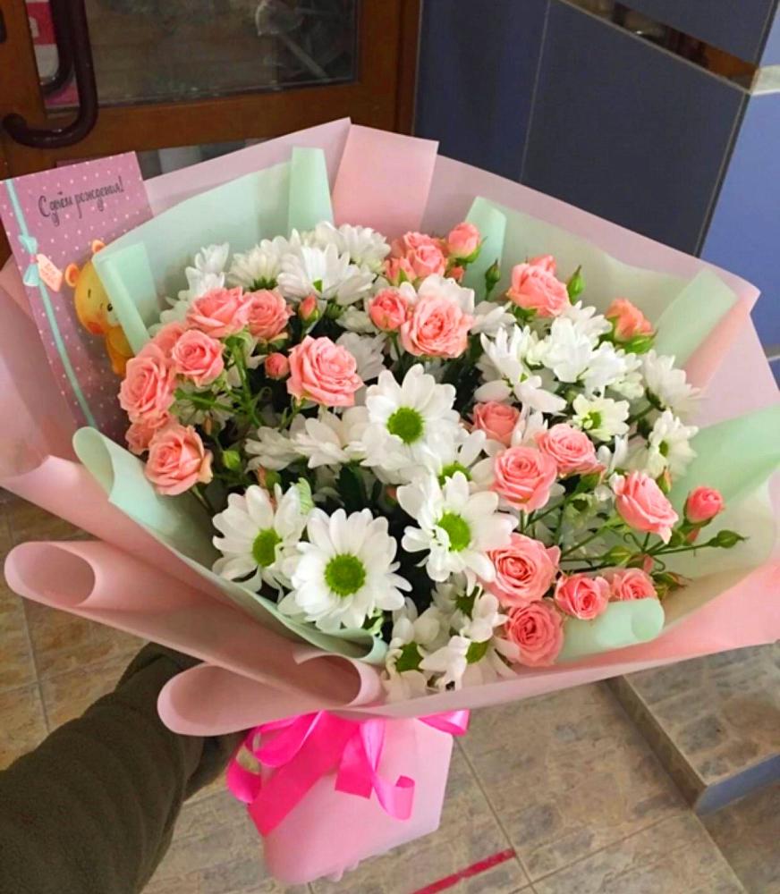 Букет цветов из: Розы и Хризантемы в городе Мыски