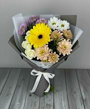 Букет цветов из:  Розы, Герберы и Хризантемы в городе Мыски