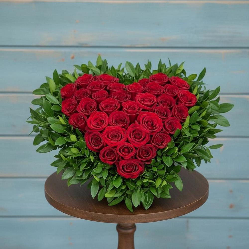 Цветочная композиция из Розы в виде сердца в городе Мыски