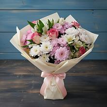 Букет цветов из:  Хризантемы, Альстромерии и Розы в городе Мыски