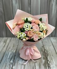 Букет цветов из:  Гвоздики, Розы и Хризантемы в городе Мыски