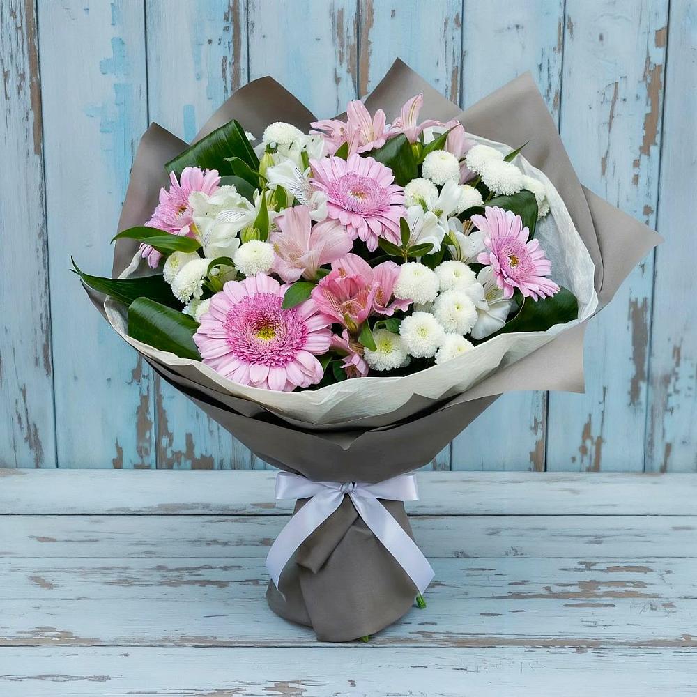 Букет цветов из: Герберы, Альстромерии и Хризантемы в городе Мыски