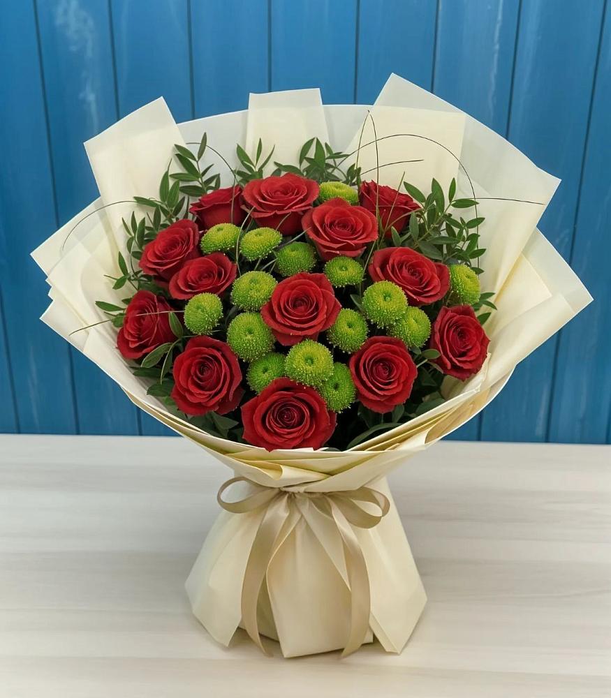 Букет цветов из: Розы и Хризантемы в городе Мыски