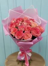 Букет 15 Розовых роз Равель #REPLACE_PRED# городе Мыски