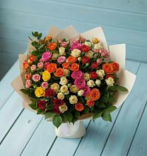Букет Микс из разноцветных кустовых роз в городе Мыски